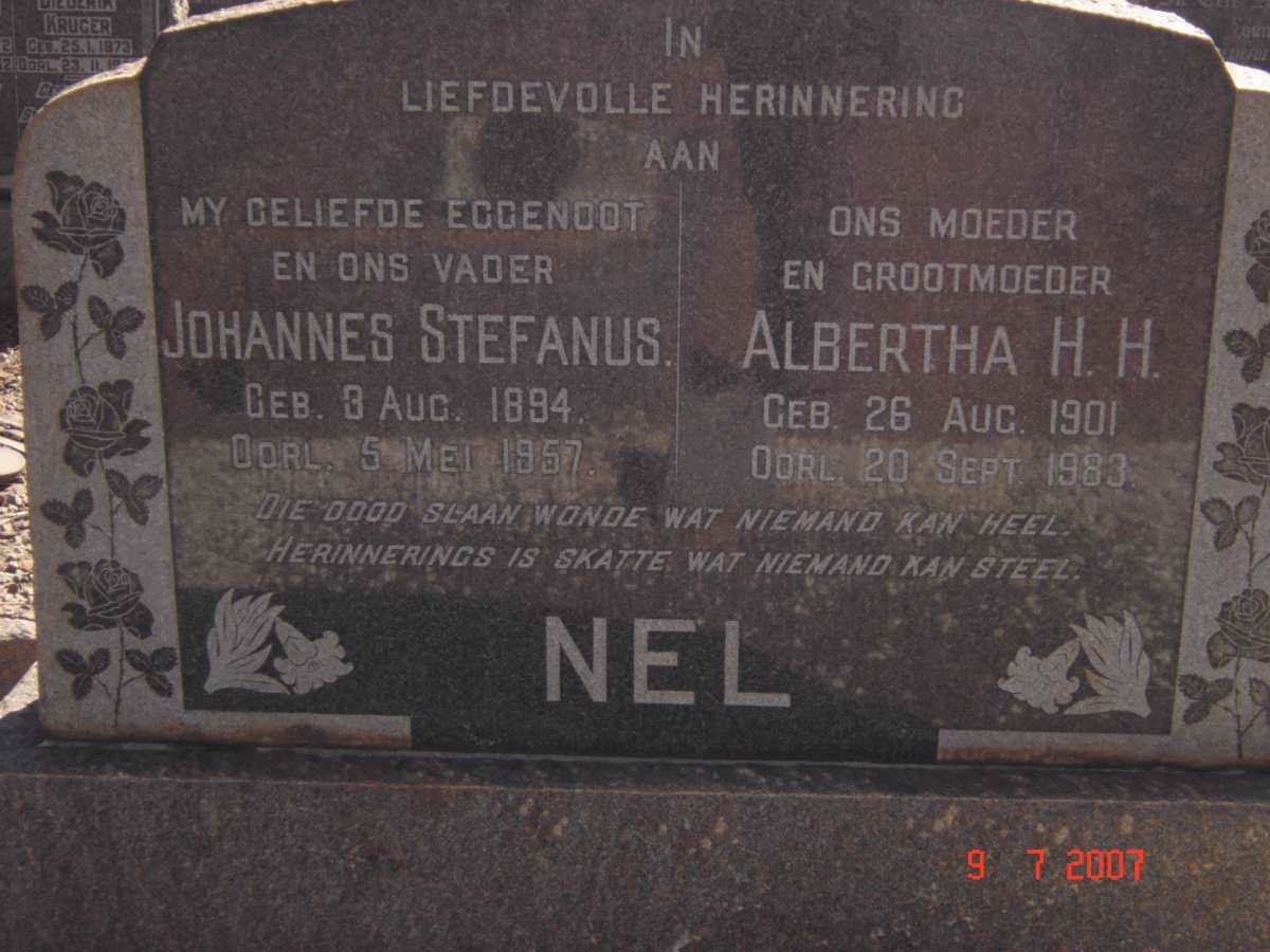 NEL Johannes Stefanus 1894-1957 &amp; Albertha H.H. 1901-1983