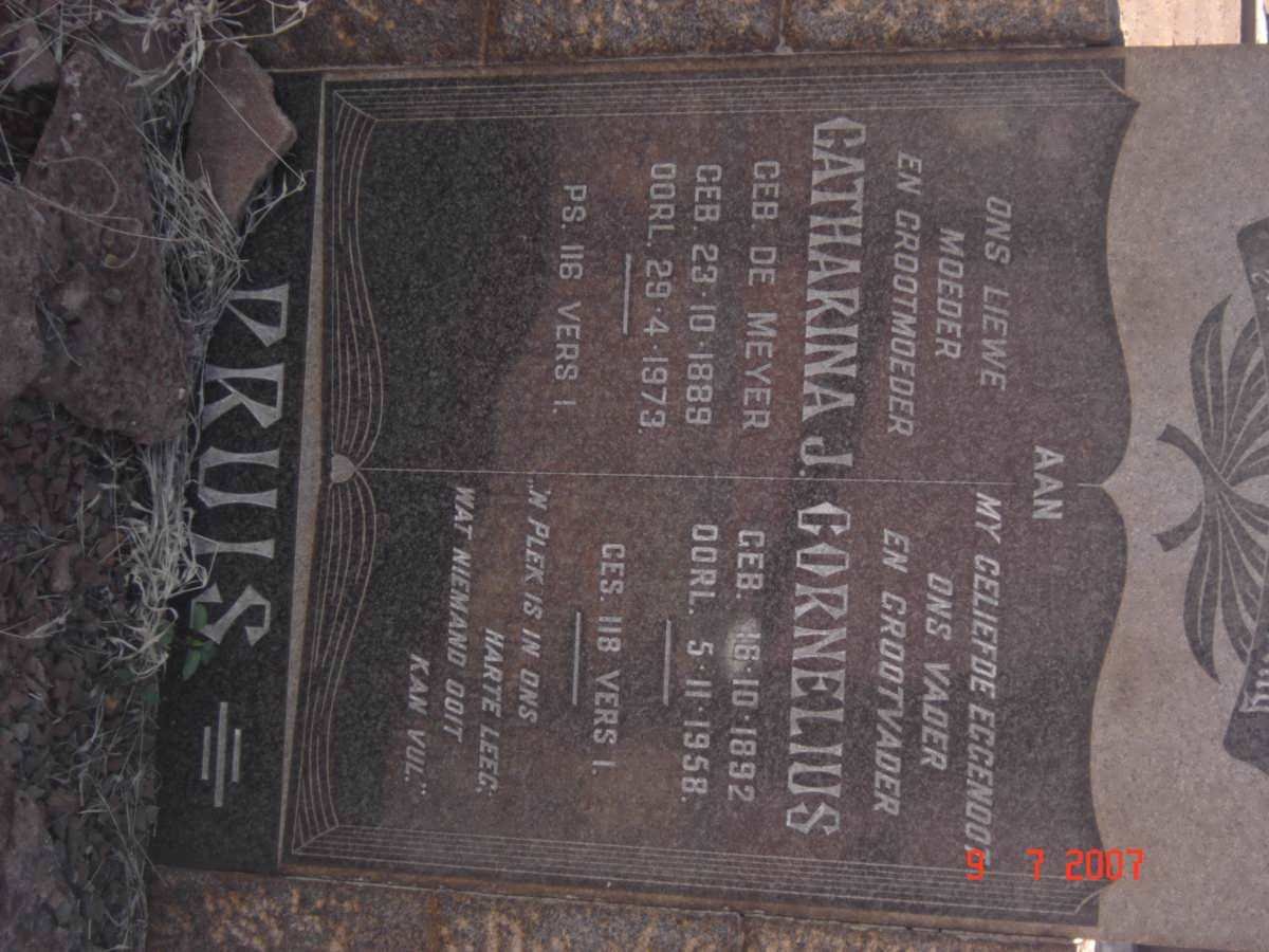 PRUIS Cornelius 1892-1958 &amp; Catharina DE MEYER 1889-1973