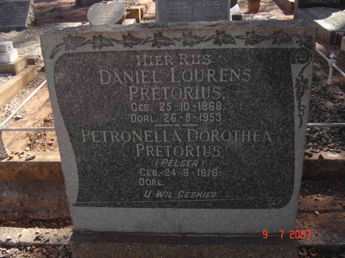PRETORIUS Daniel Lourens 1868-1953 &amp; Petronella Dorothea PELSER 1878-