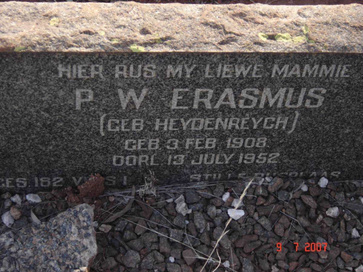 ERASMUS P.W. nee HEYDENREYCH 1908-1952