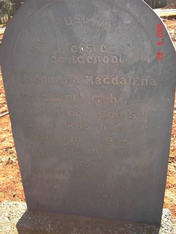 POTGIETER Jacomina Magdalena nee KOEKEMOER 1895-1925