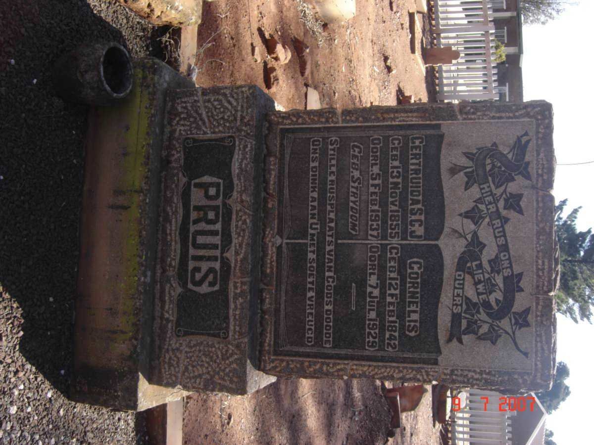 PRUIS Cornelis 1842-1929 &amp; Gertruida S.C.J. STRYDOM 1855-1937