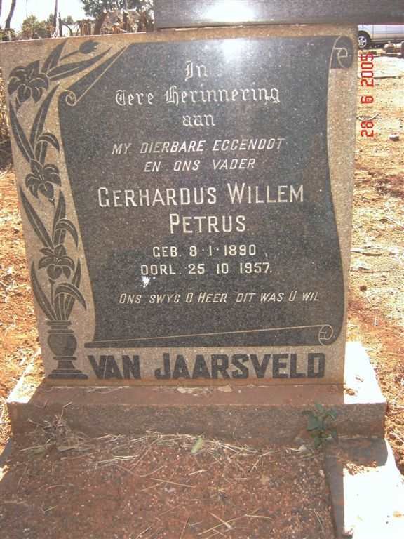 JAARSVELD Gerhardus Willem Petrus, van 1890-1957