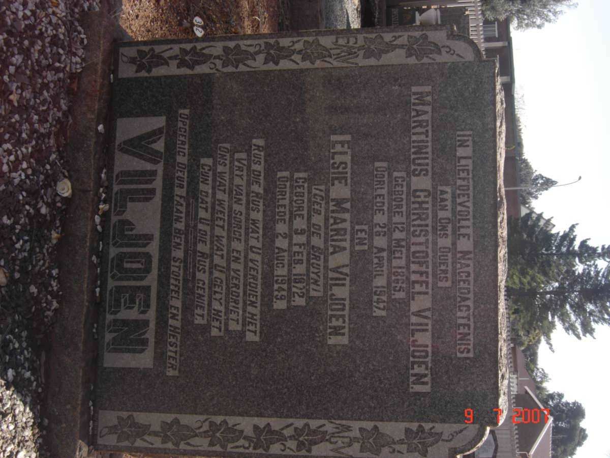 VILJOEN Martinus Christoffel 1865-1947 &amp; Elsie Maria DE BRUYN 1872-1949