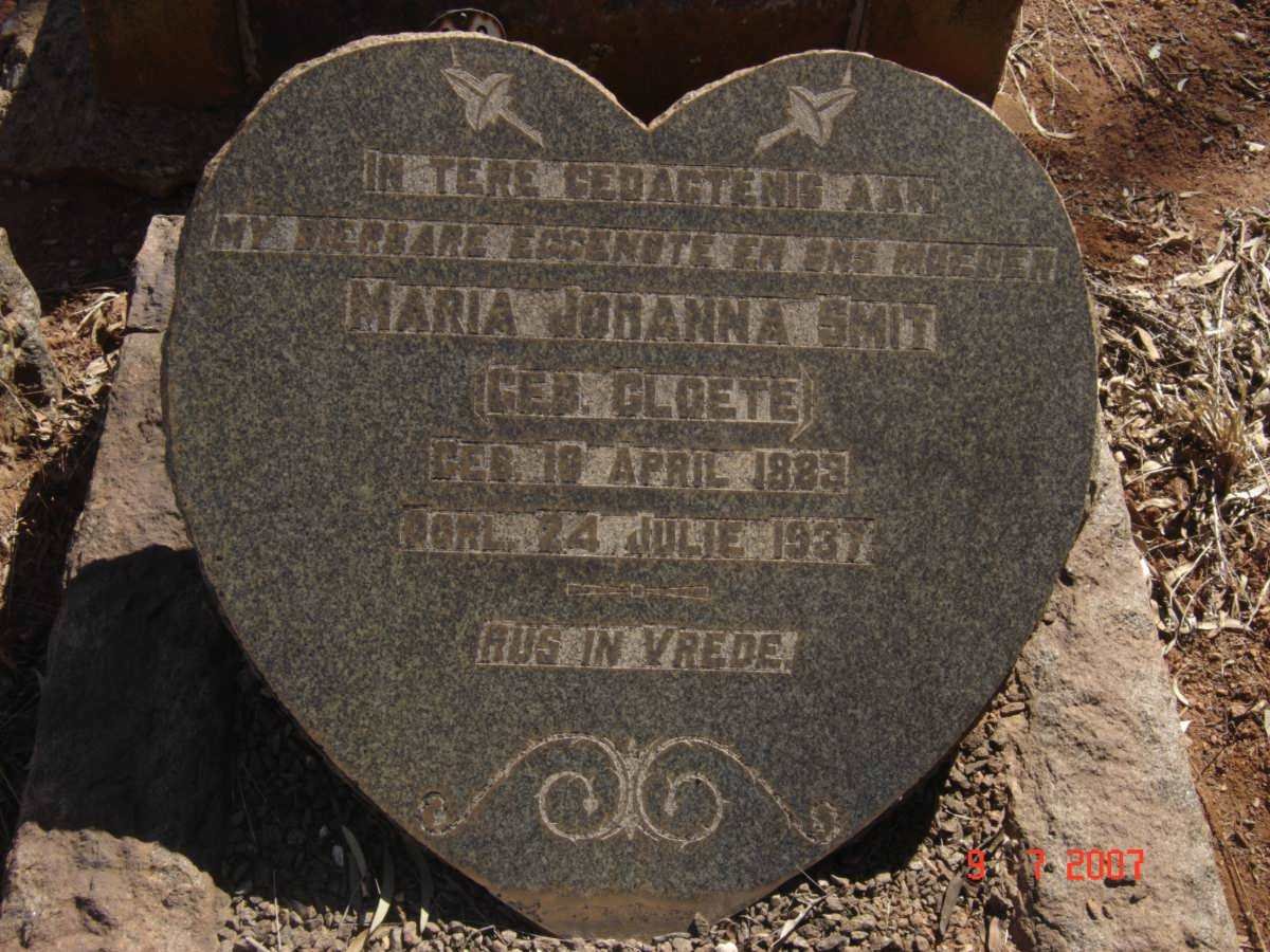 SMIT Maria Johanna nee CLOETE 1883-1937