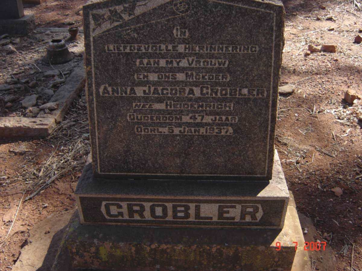 GROBLER Anna Jacoba nee HEIDENRICH  -1937