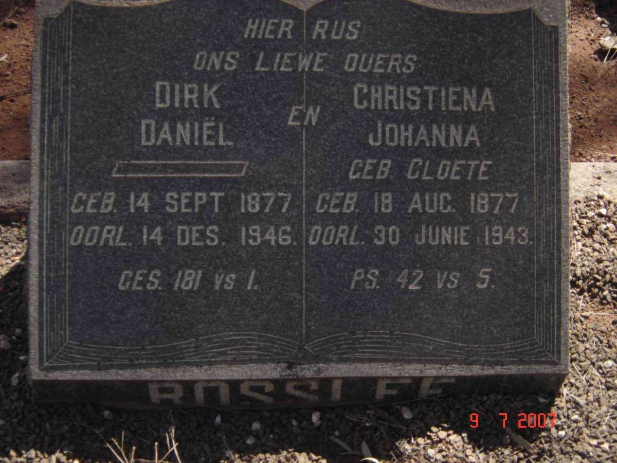 ROSSLEE Dirk Daniel 1877-1946 &amp; Christiena Johanna CLOETE 1877-1943