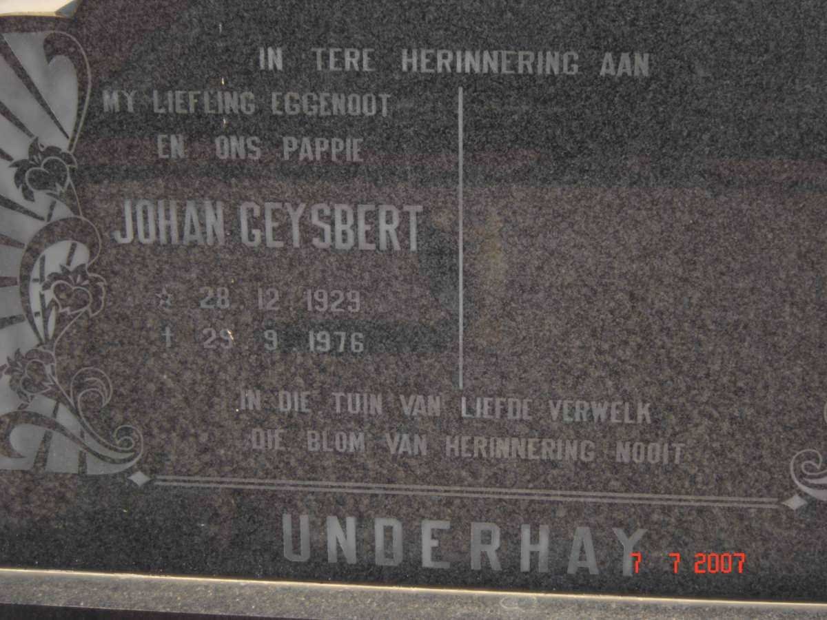 UNDERHAY Johan Geysbert 1929-1976