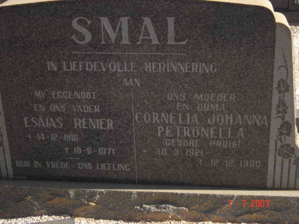 SMAL Esaias Renier 1916-1971 &amp; Cornelia Johanna Petronella PRUIS 1921-1980