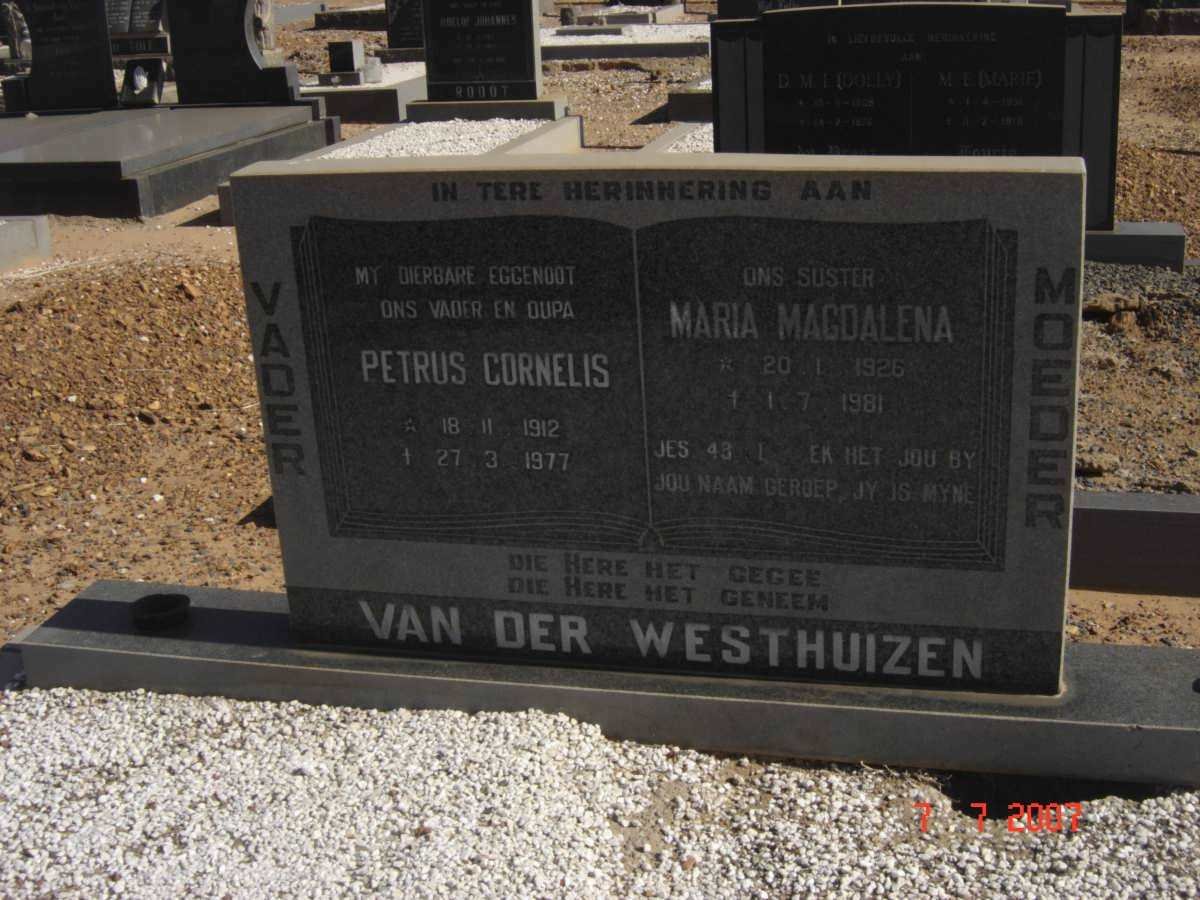WESTHUIZEN Petrus Cornelis, van der 1912-1977 &amp; Maria Magdalena 1926-1981