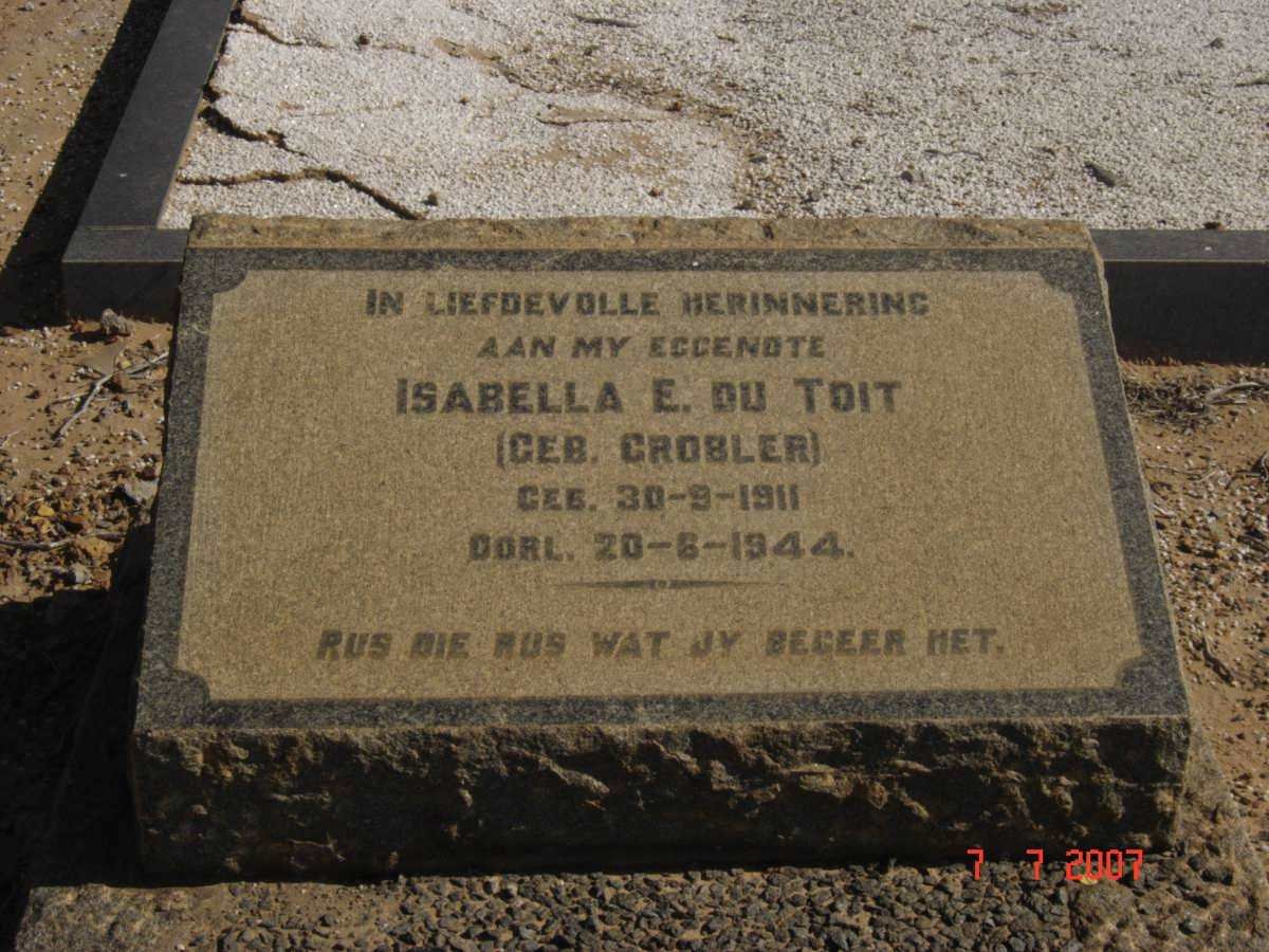 TOIT Isabella E., du nee GROBLER 1911-1944