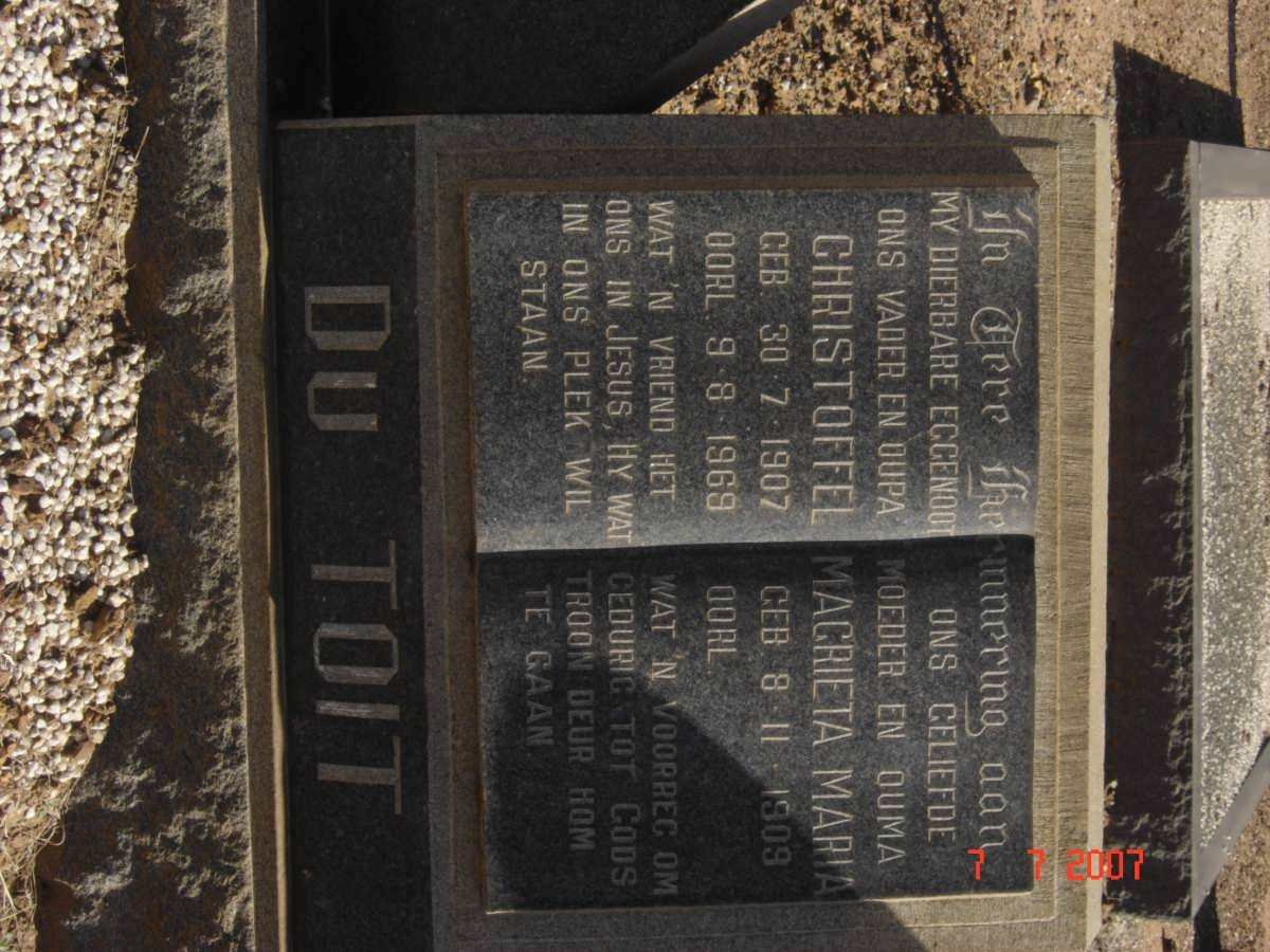 TOIT Christoffel, du 1907-1969 &amp; Magrieta Maria 1909-