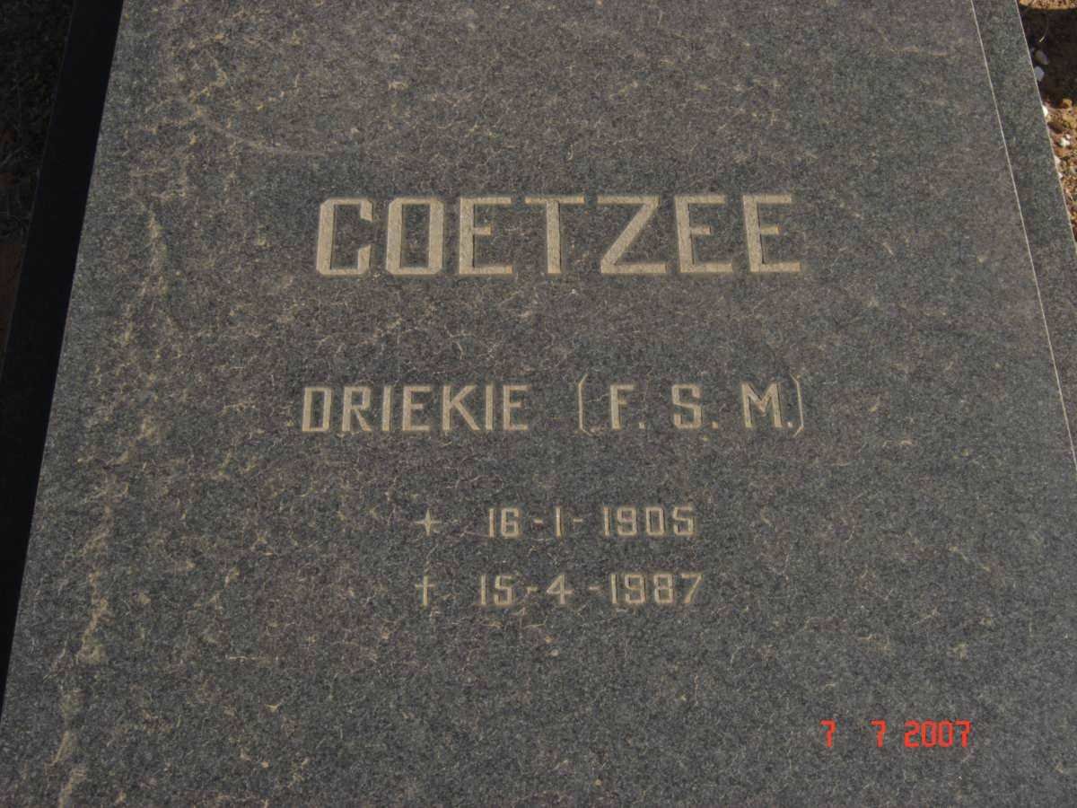 COETZEE F.S.M. 1905-1987