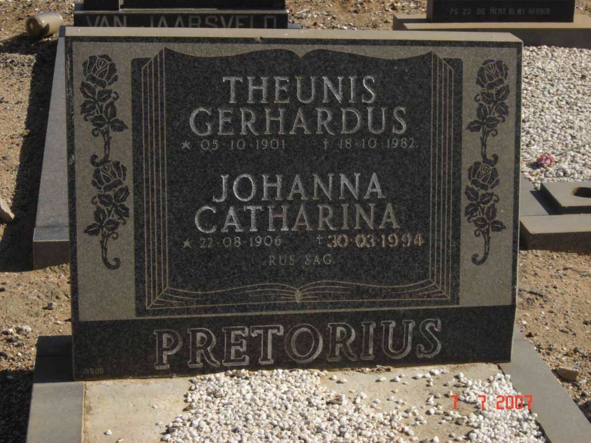 PRETORIUS Theunis Gerhardus 1901-1982 &amp; Johanna Catharina 1906-1994
