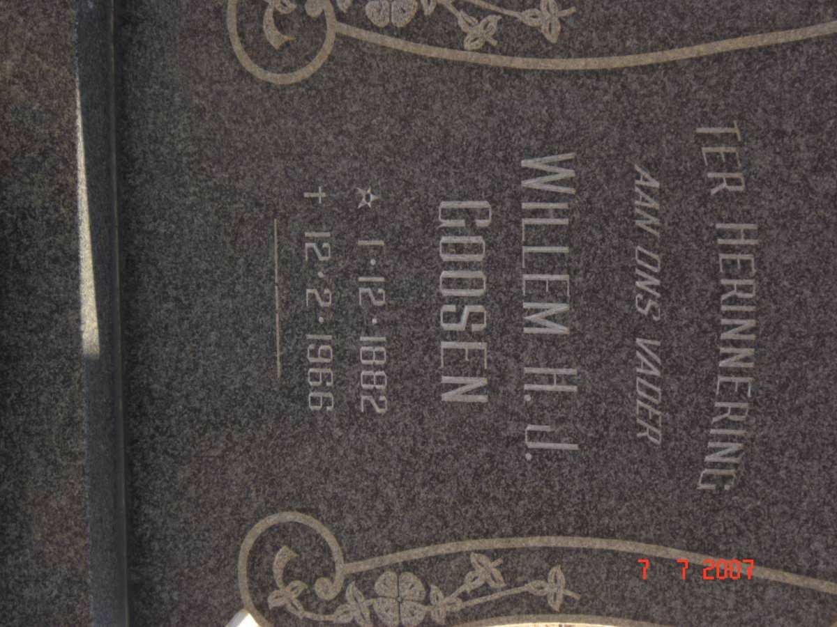 GOOSEN Willem H.J. 1882-1966