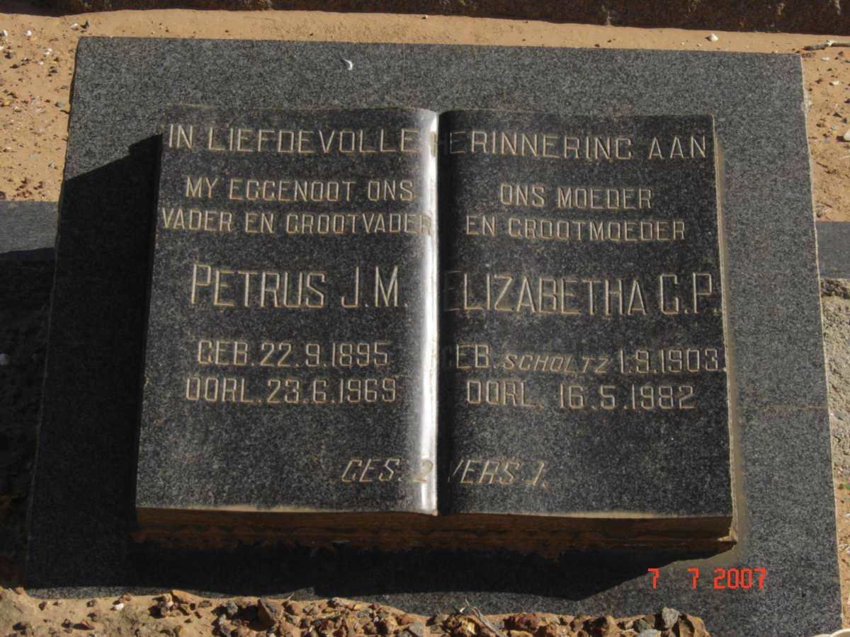 ? Petrus J.M. 1895-1969 &amp; Elizabeth C.P. SCHOLTZ 1903-1982