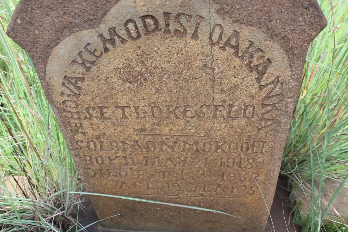 SETLOKESELO Solomon Mokgoets 1918-1938