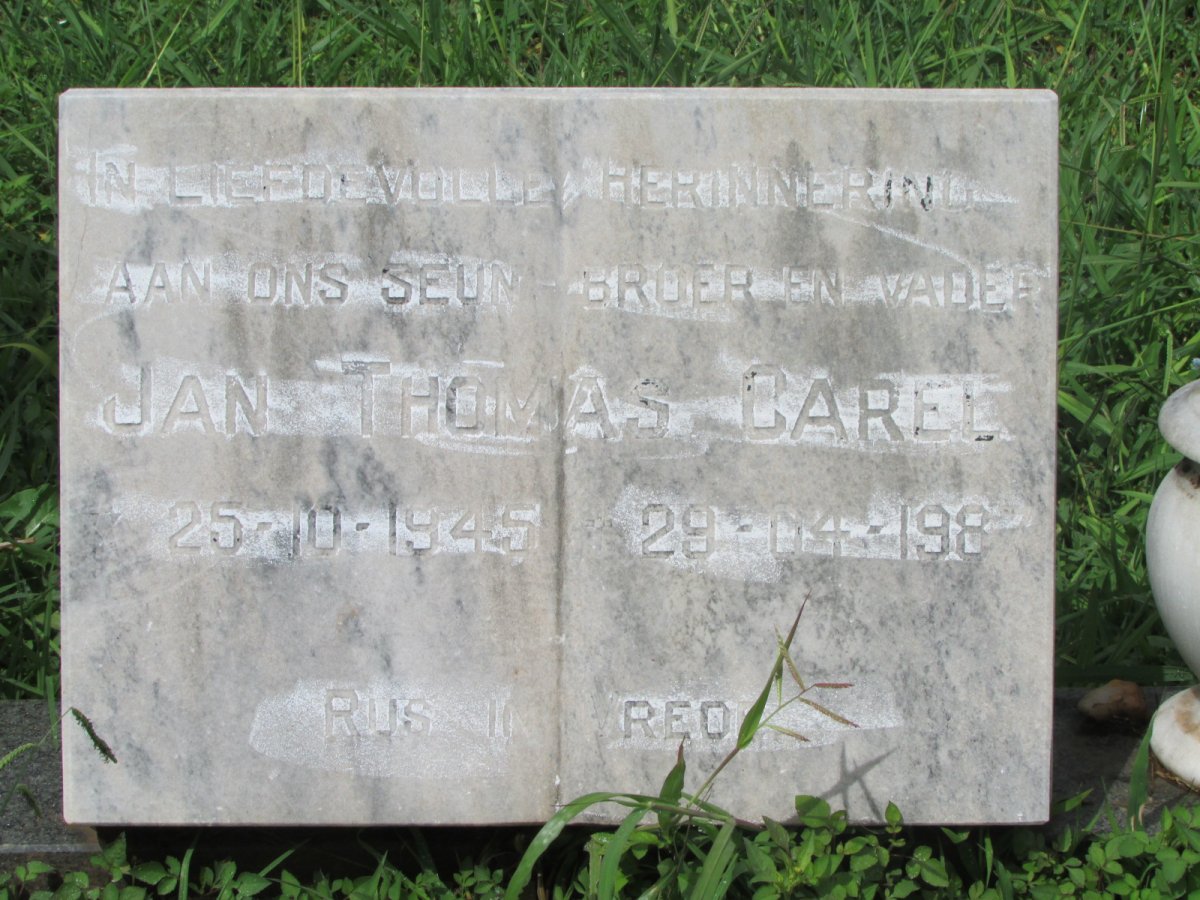? Jan Thomas Carel 1945-1987