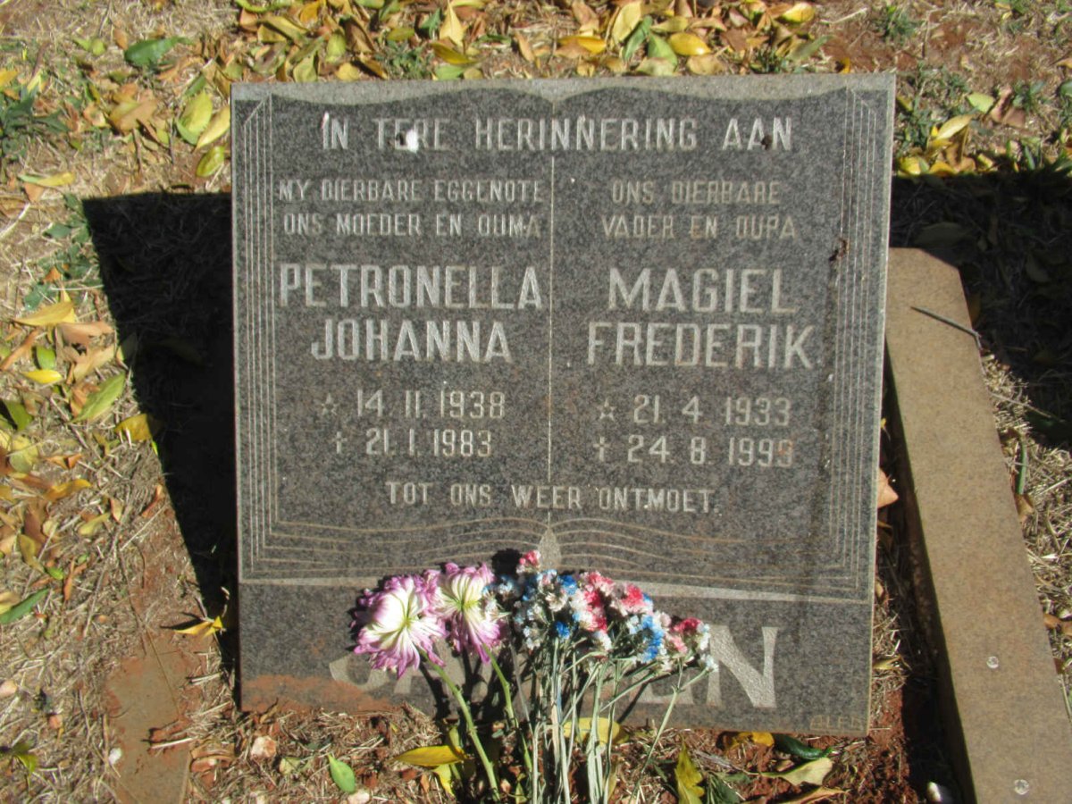 ? Magiel Frederik 1933-1999 &amp; Petronella Johanna 1938-1983