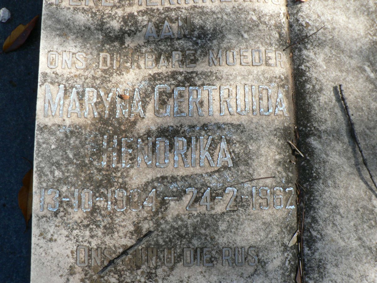 ? Maryna Gertruida Hendrika 1904-1962