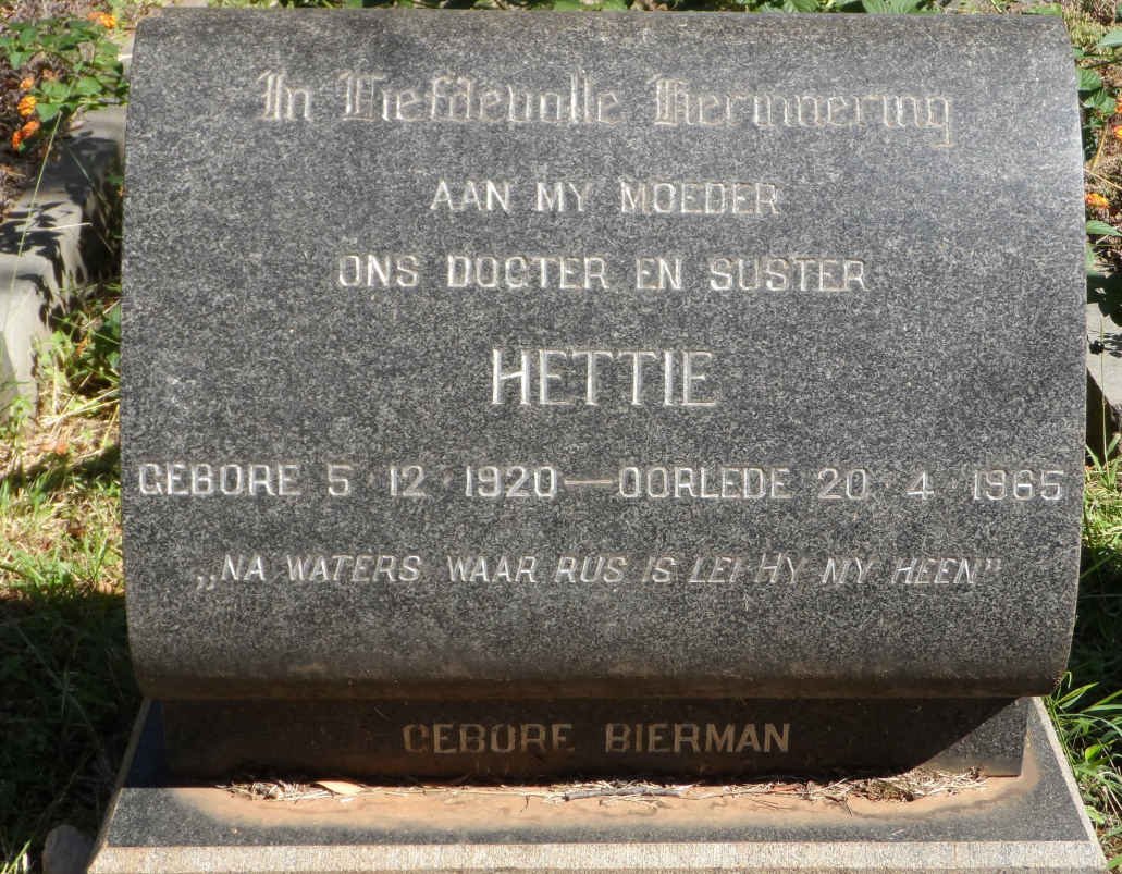 ? Hettie nee BIERMAN 1920-1965