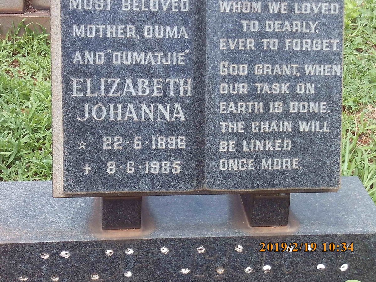? Elizabeth Johanna 1896-1985