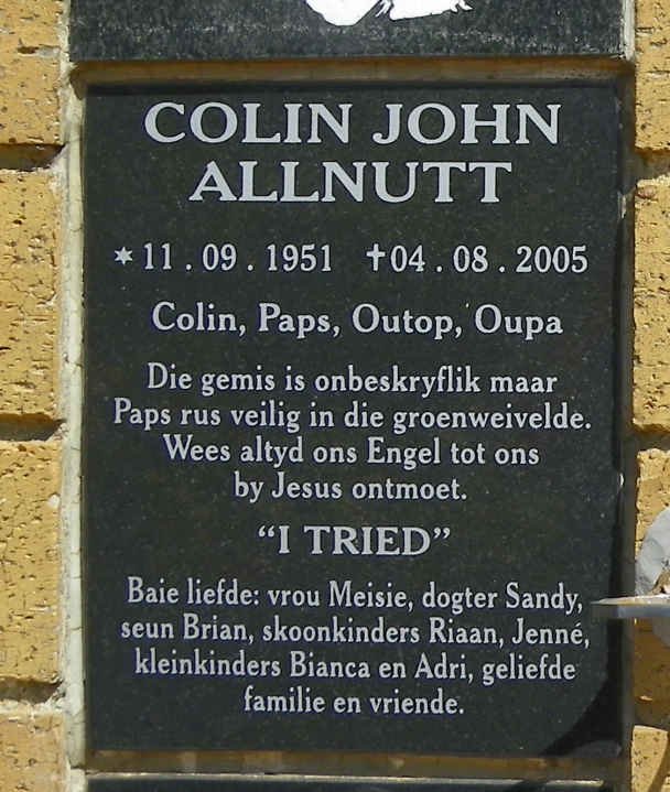 ALLNUTT Colin John 1951-2005