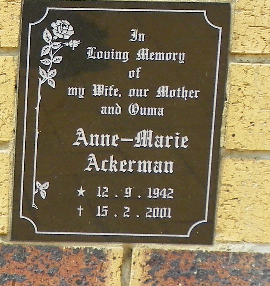 ACKERMAN Anne-Marie 1942-2001