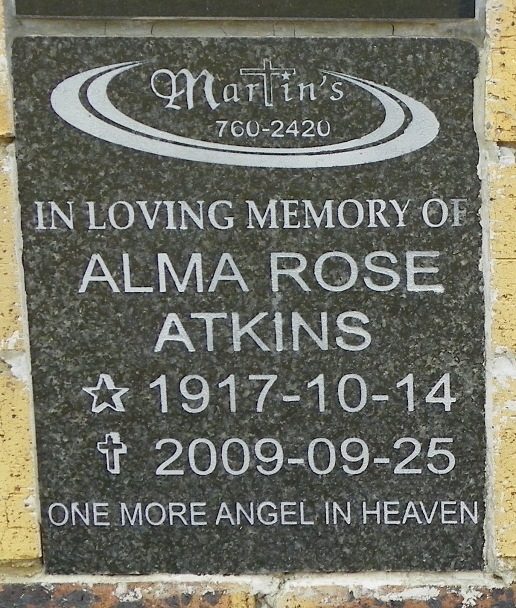 ATKINS Alma Rose 1917-2009
