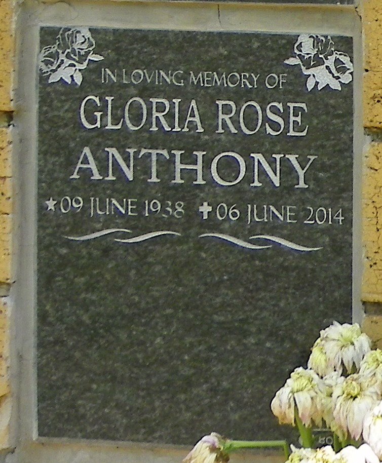 ANTHONY Gloria Rose 1938-2014