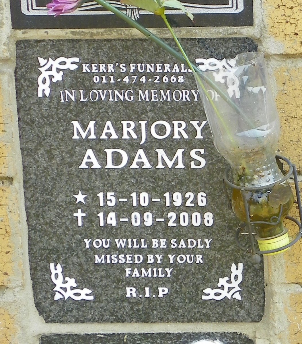 ADAMS Marjory 1926-2008