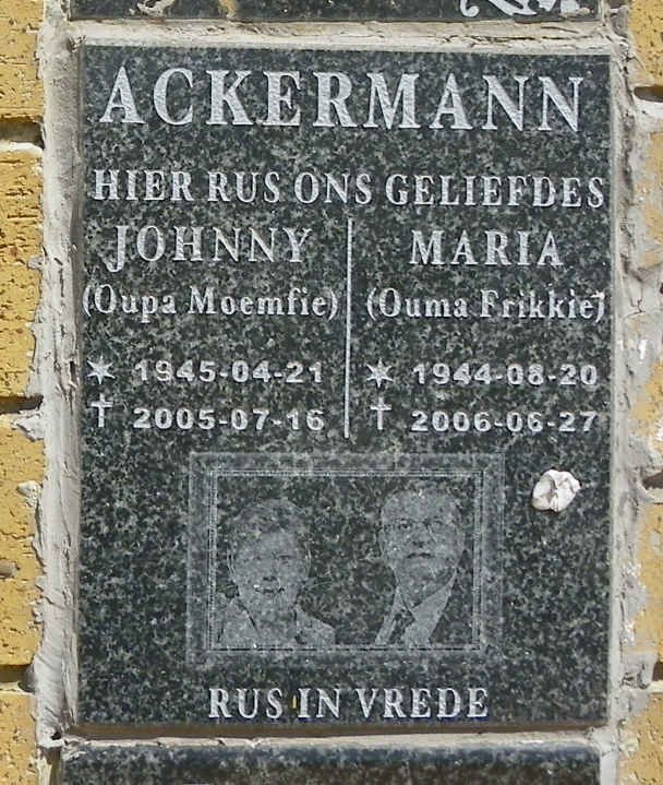 ACKERMANN Johnny 1945-2005 &amp; Maria 1944-2006