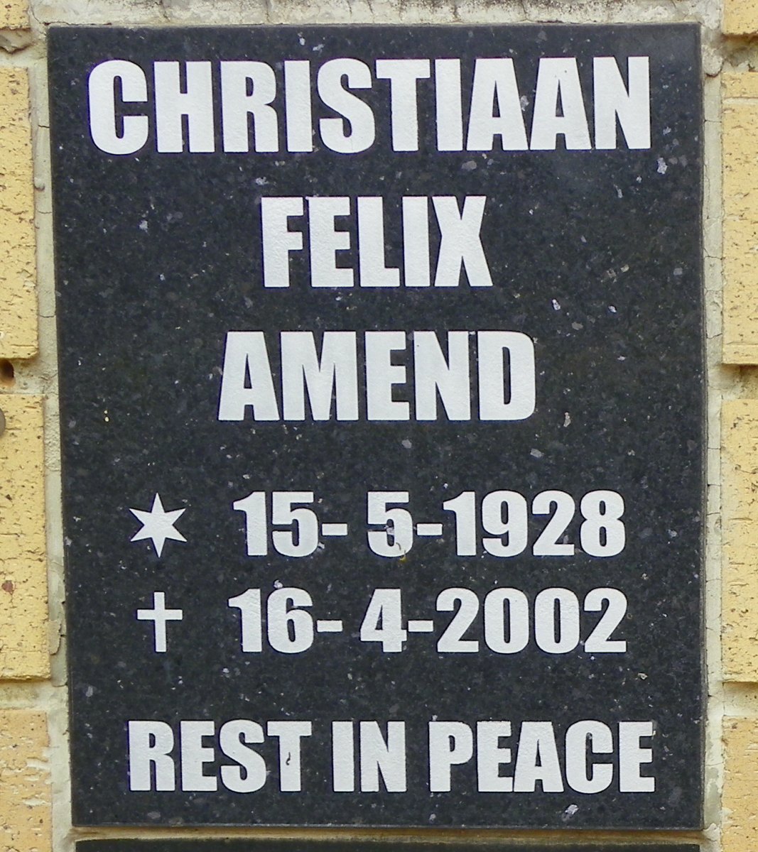 AMEND Christiaan Felix 1928-2002
