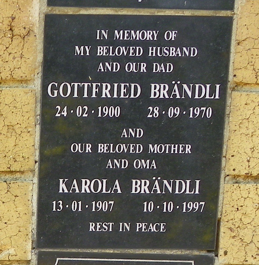 BRÄNDLI Gottfried 1900-1970 &amp; Karola 1907-1997