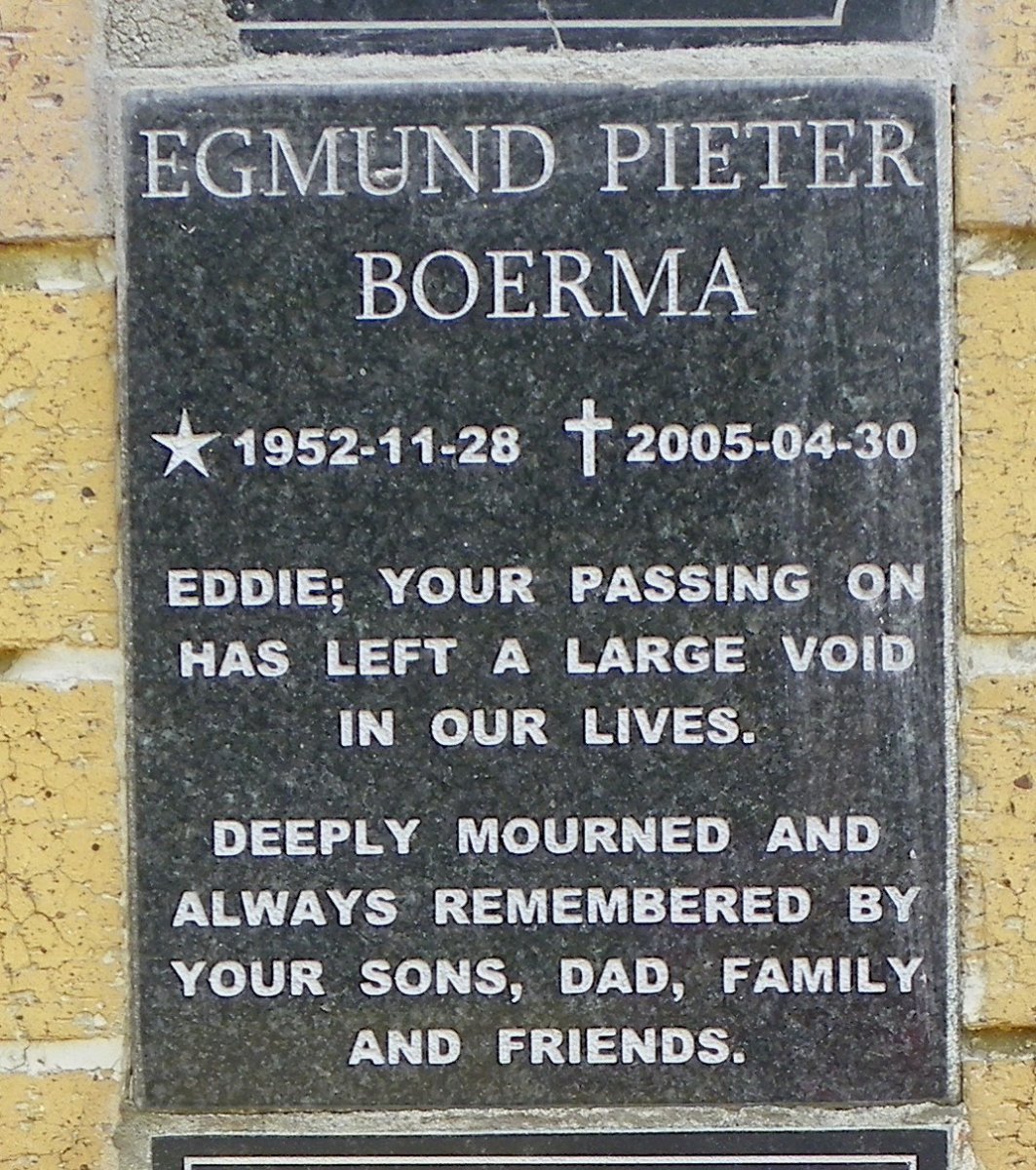 BOERMA Egmund Pieter 1952-2005
