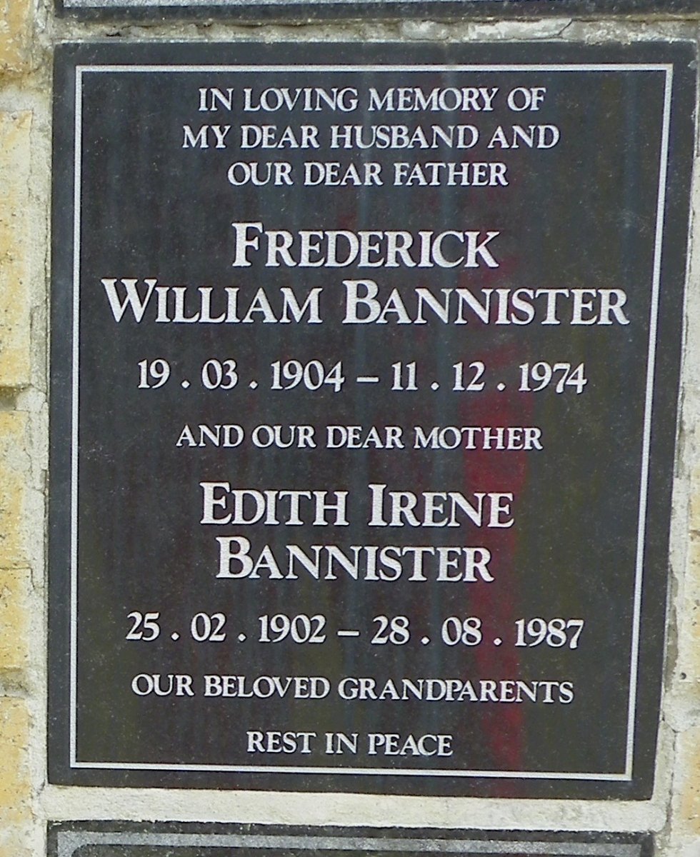 BANNISTER Frederick William 1904-1974 &amp; Edith Irene 1902-1987