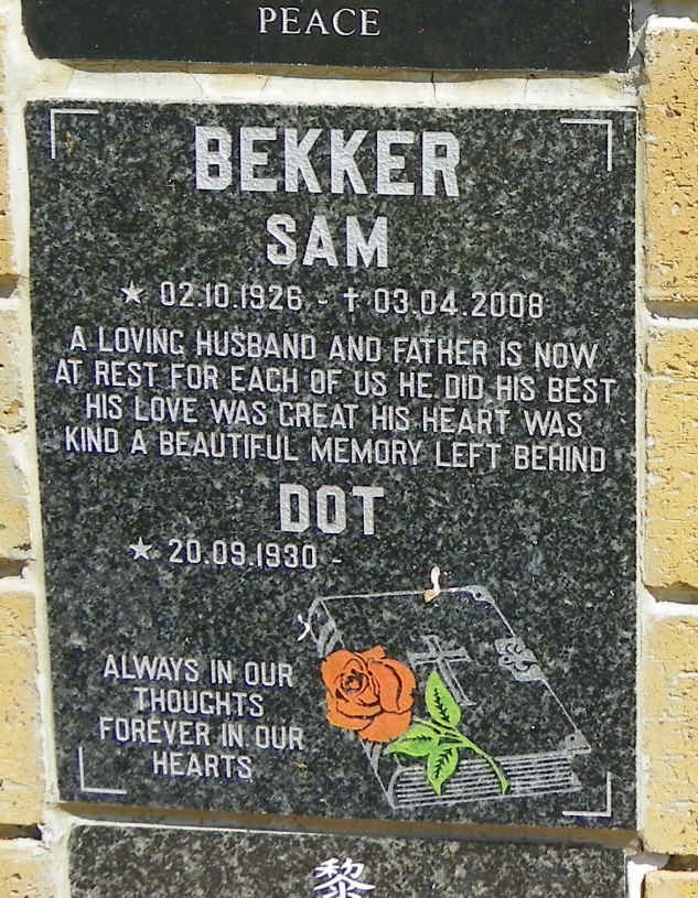 BEKKER Sam 1926-2008 &amp; Dot 1930-