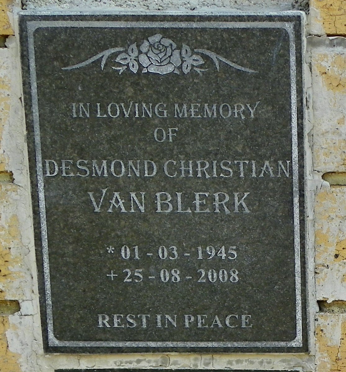BLERK Desmond Christian, van 1945-2008