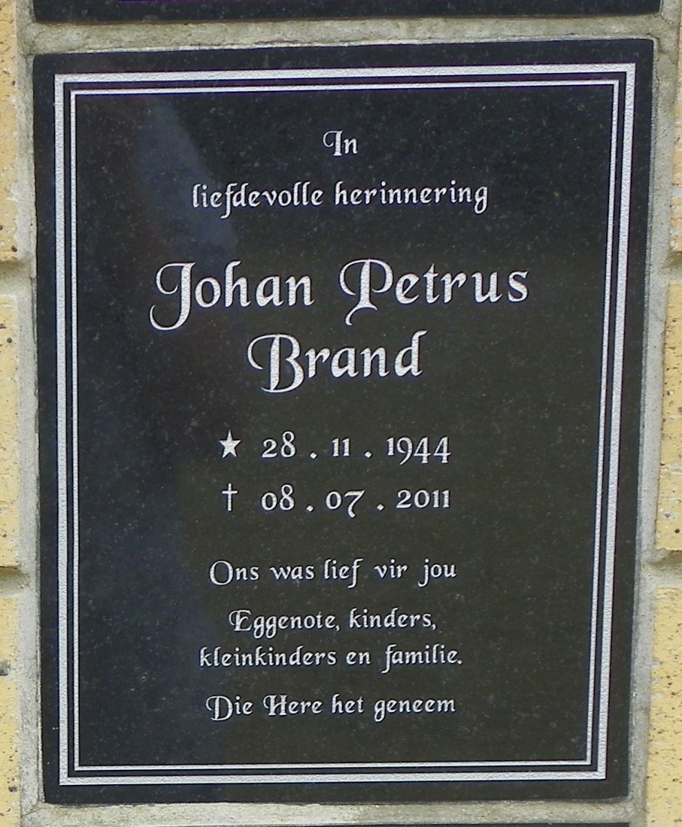 BRAND Johan Petrus 1944-2011