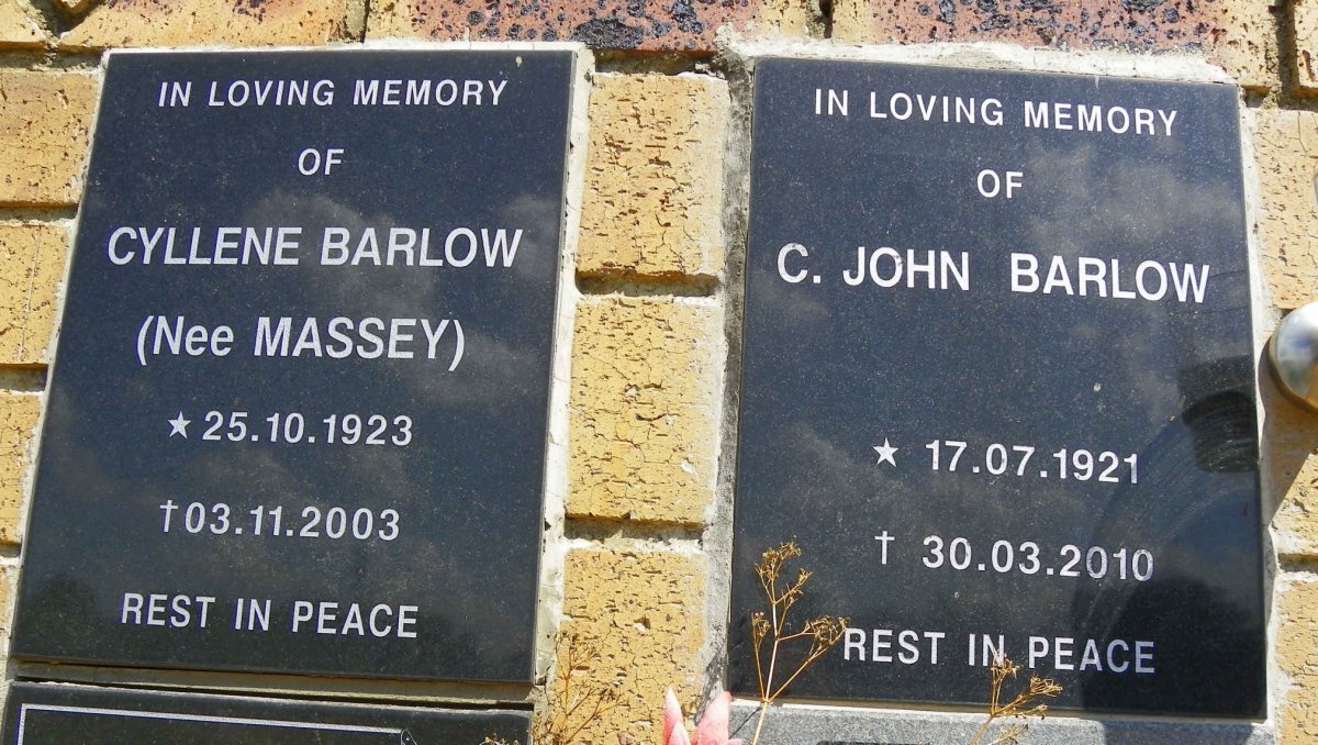 BARLOW C. John 1921-2010 &amp; Cyllene MASSEY 1923-2003