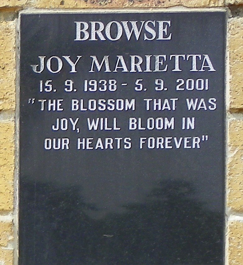 BROWSE Joy Marietta 1938-2001