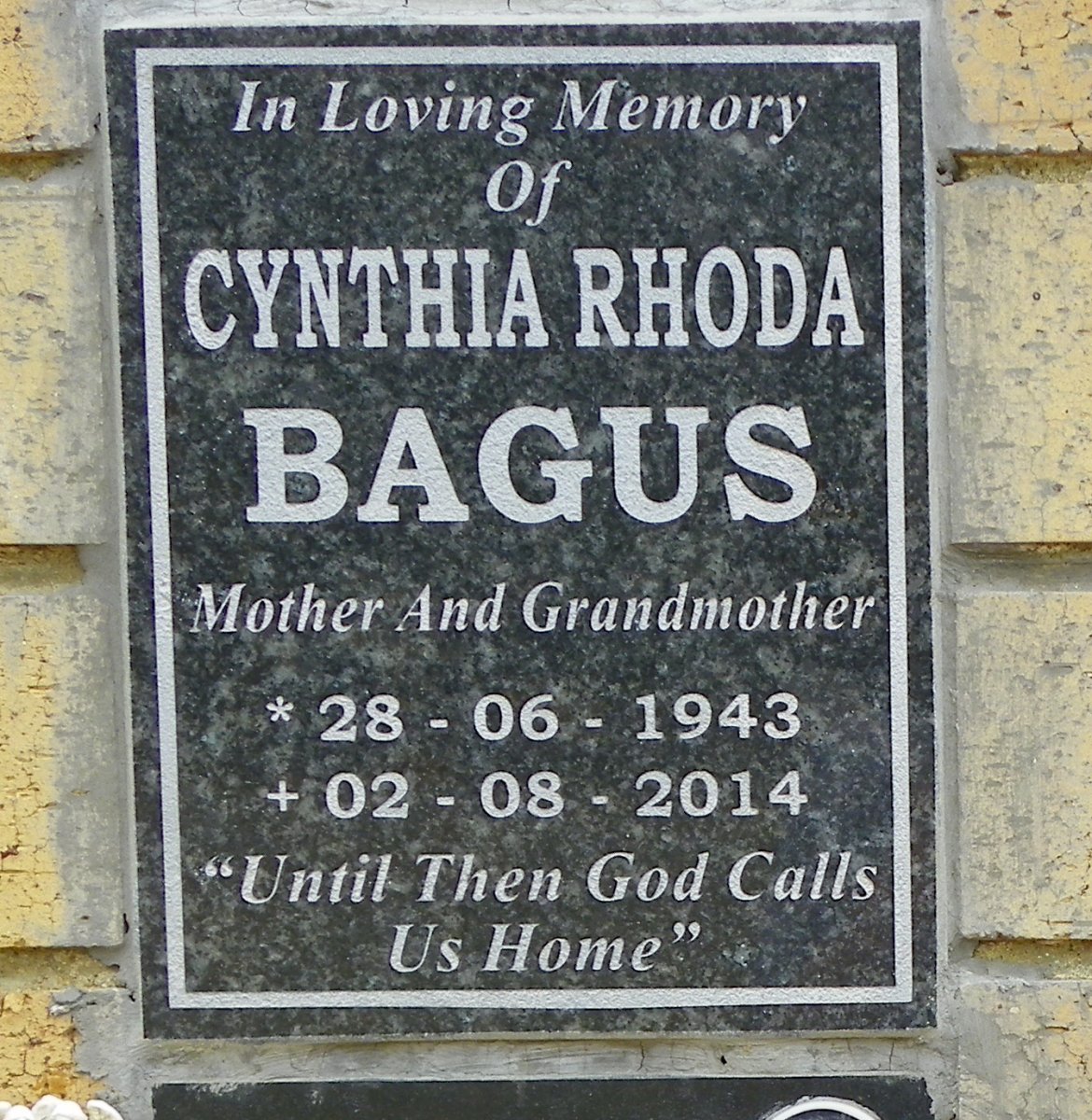 BAGUS Cynthia Rhoda 1943-2014