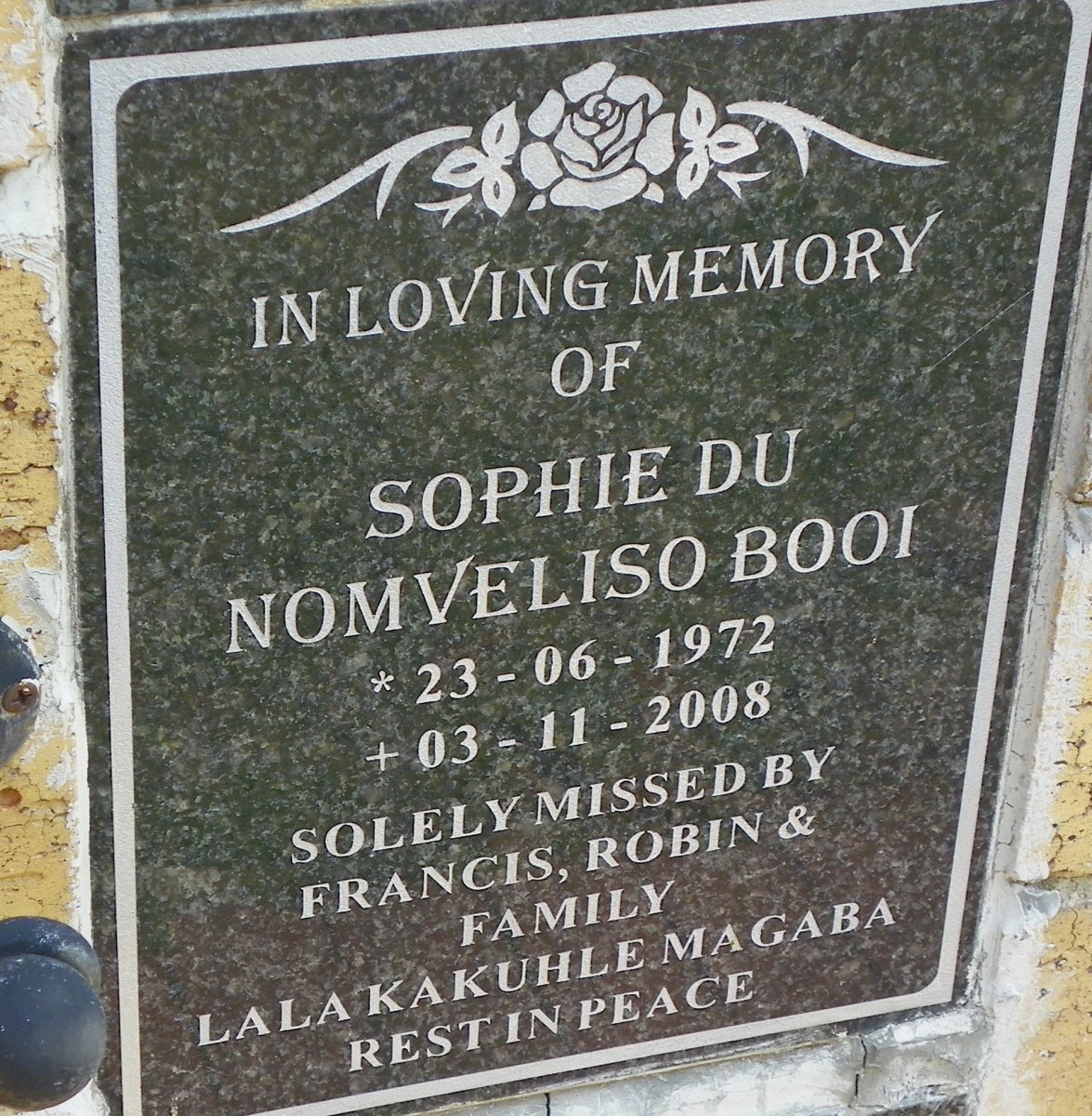 BOOI Sophie Du Nomveliso 1972-2008