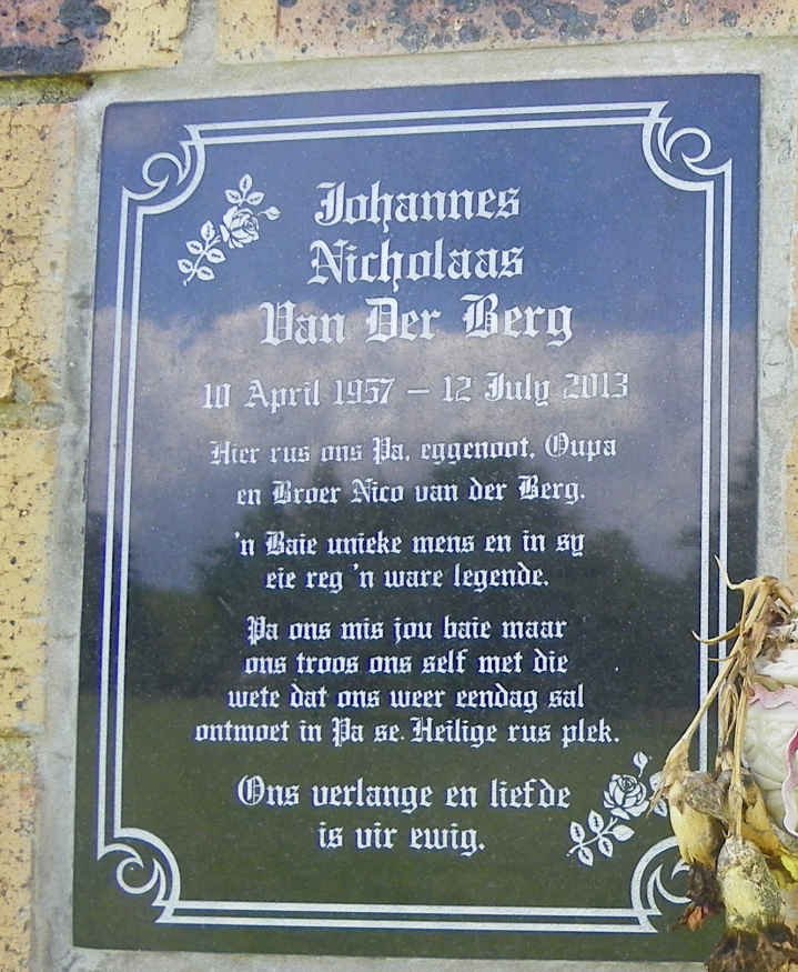 BERG Johannes Nicolaas, van der 1957-2013