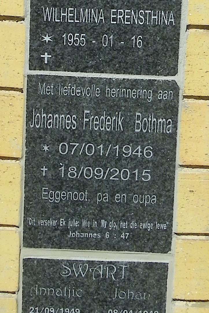 BOTHMA Johannes Frederik 1946-2015