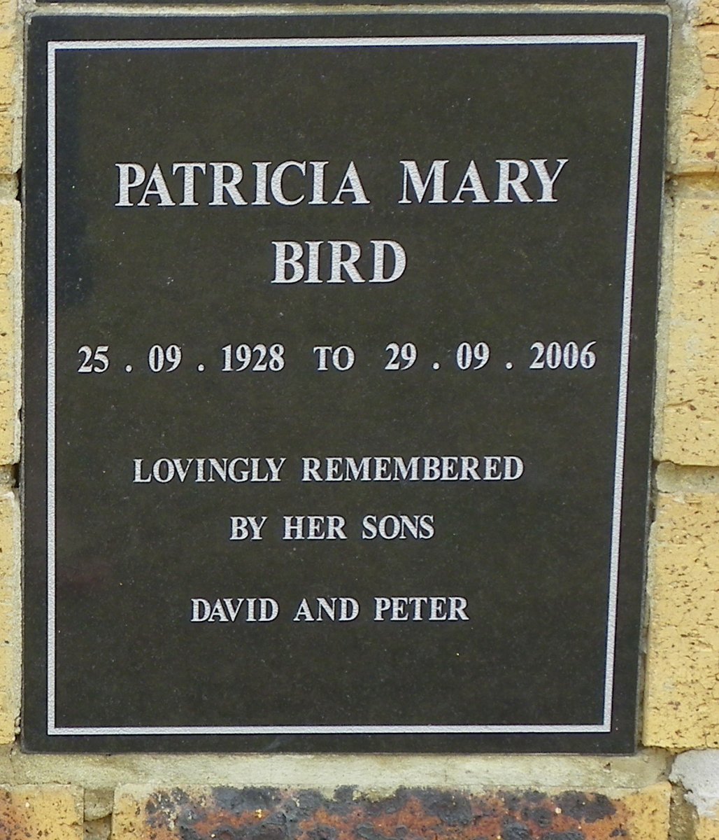 BIRD Patricia Mary 1928-2006