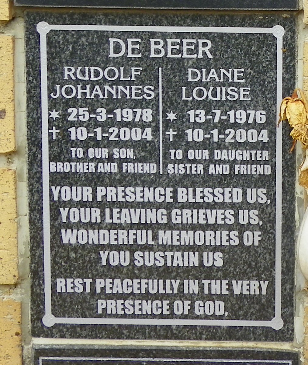 BEER Rudolf Johannes, de 1978-2004 :: DE BEER Diane Louise 1976-2004