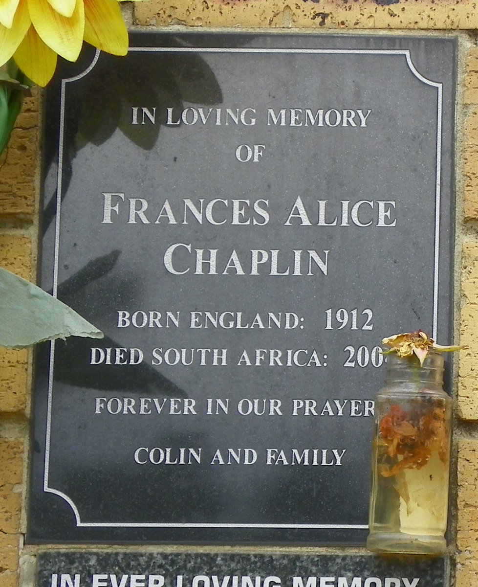CHAPLIN Frances Alice 1912-200?