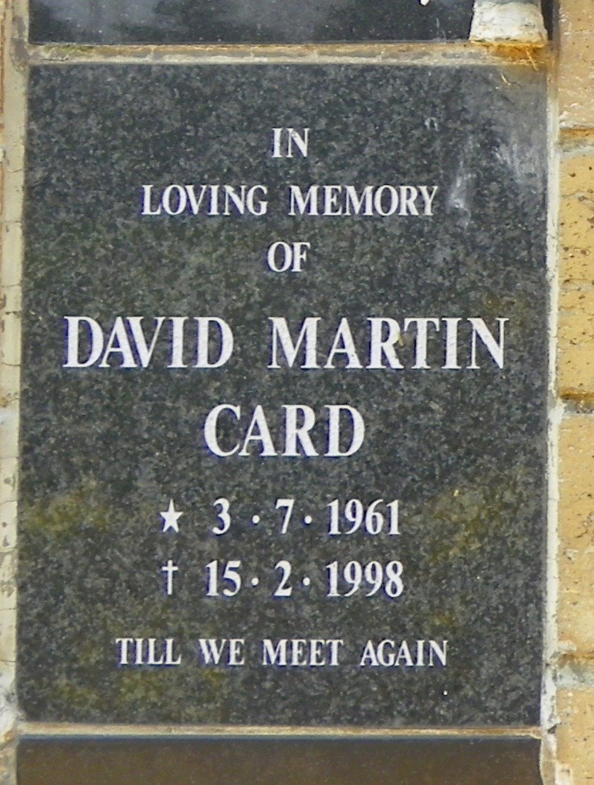 CARD David Martin 1961-1998
