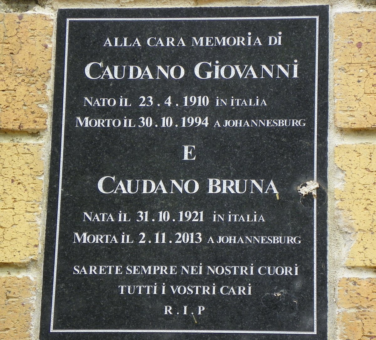 CAUDANO Giovanni 1910-1994 &amp; Bruna 1921-2013